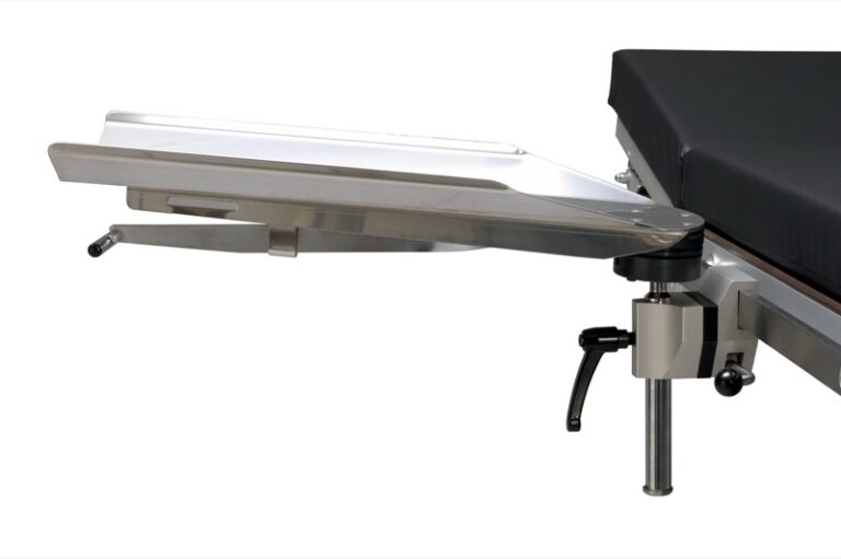 Armsteun gebogen, met klem (10019) incl. 10 mm afstandsstuk, pediatrisch model (kort)